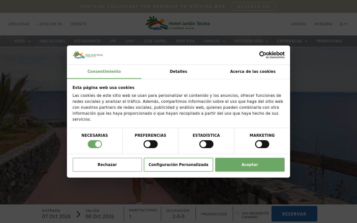Screenshot del banner di consenso mostrato prima di qualsiasi interazione