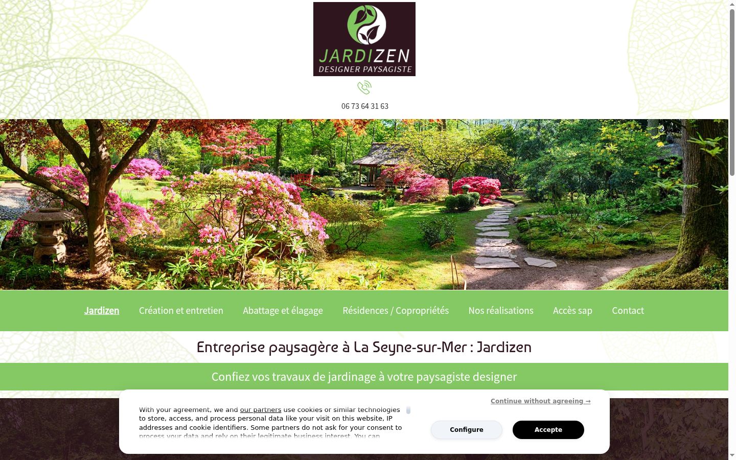Captura de ecrã do banner de consentimento apresentado antes de qualquer interação