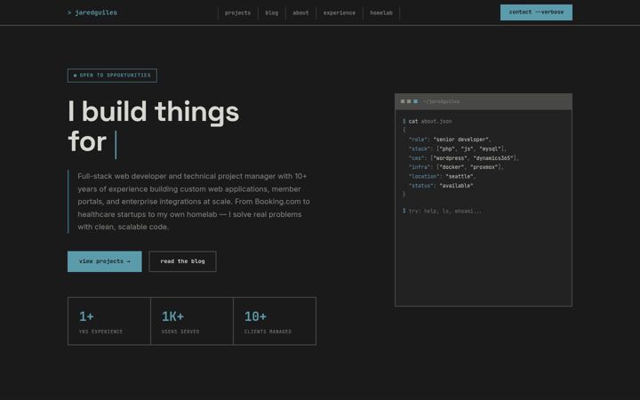 Screenshot of jaredguiles.com