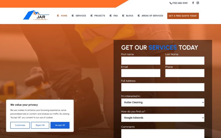Screenshot of jargutterservices.com