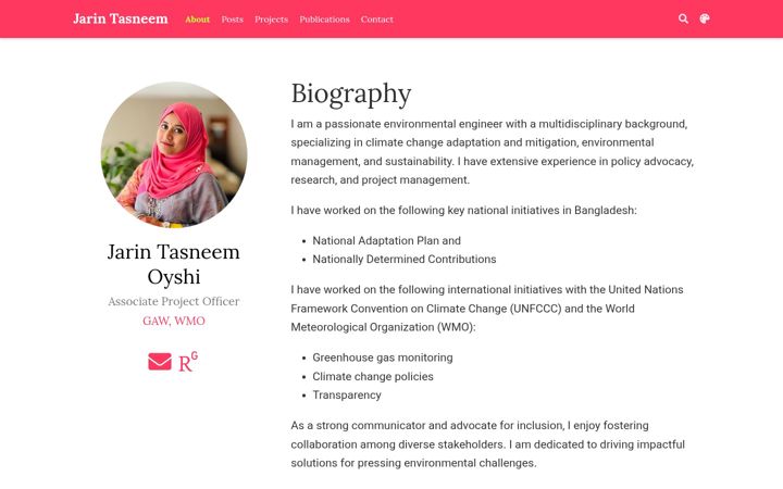 Screenshot of jarintasneem.com