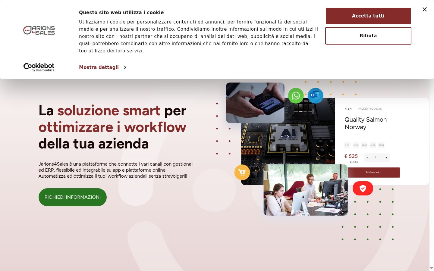 Screenshot del banner di consenso mostrato prima di qualsiasi interazione