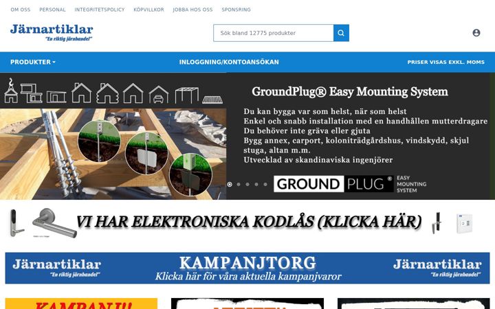 Screenshot of jarnartiklar.se