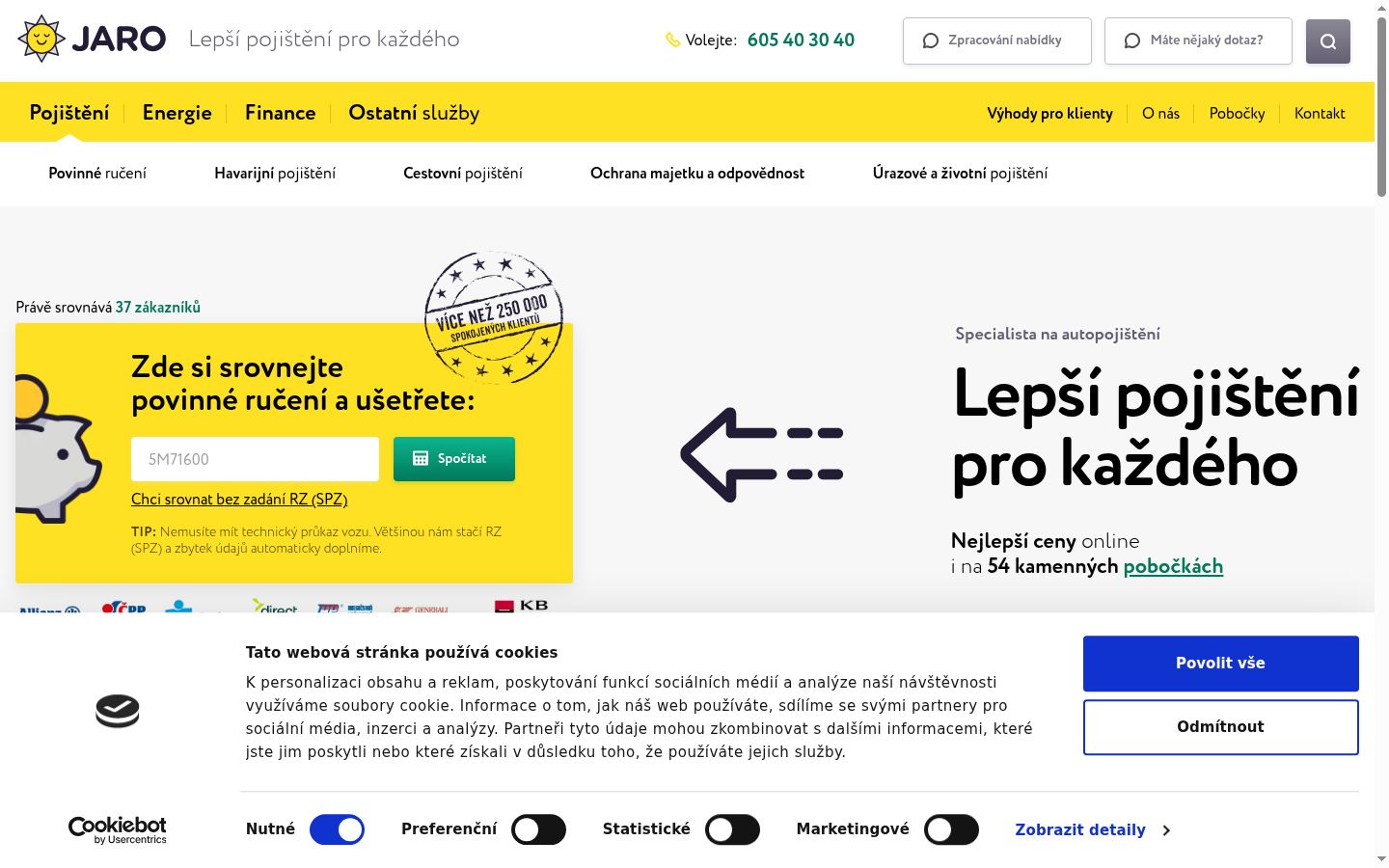 Skärmbild av samtyckesbannern som visades före någon interaktion