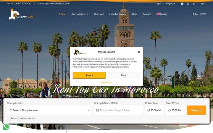 Screenshot of jasamicarrental.com