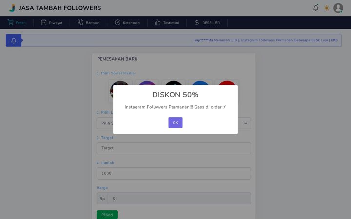 Screenshot of jasatambahfollowers.com