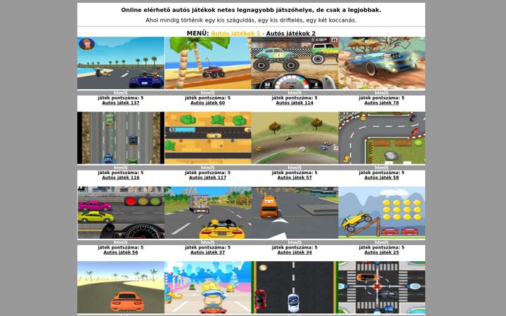 Screenshot of jatekok-autos.eu