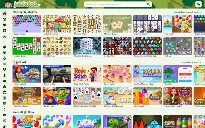 Screenshot of jatekokxl.hu