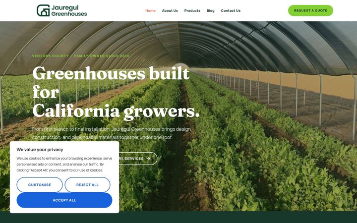Screenshot of jaureguigreenhouses.com