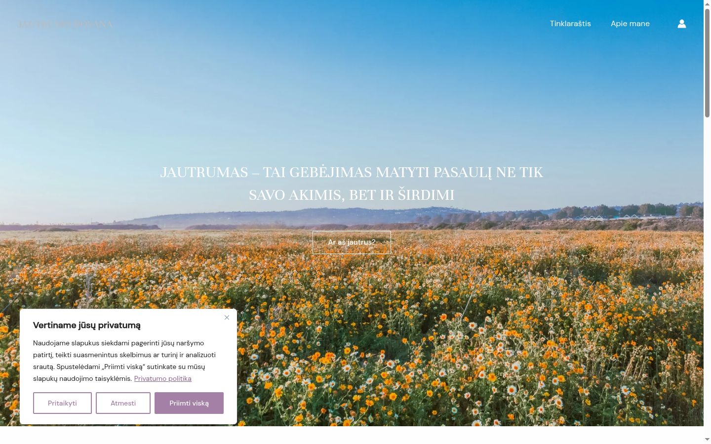 Captura de ecrã do banner de consentimento apresentado antes de qualquer interação