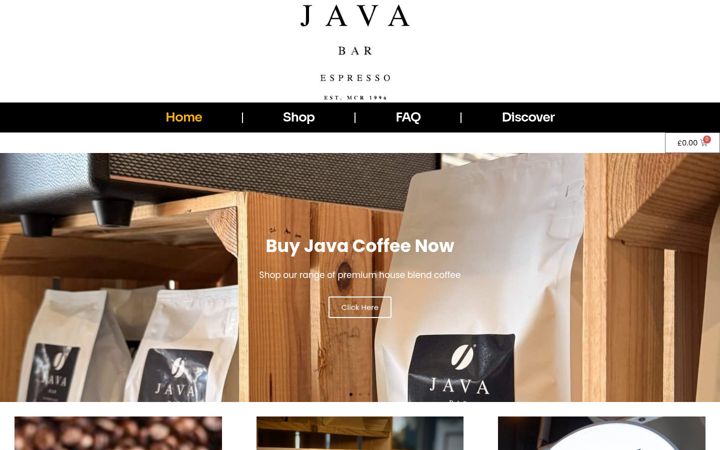 Screenshot of javabarcoffee.co.uk