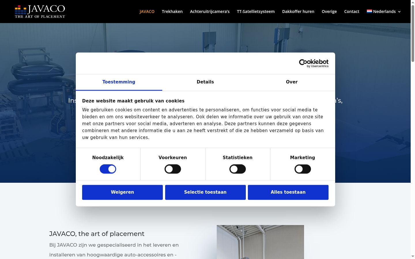 Screenshot del banner di consenso mostrato prima di qualsiasi interazione