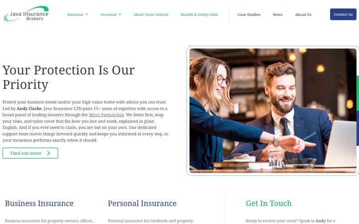 Screenshot of javainsurance.co.uk