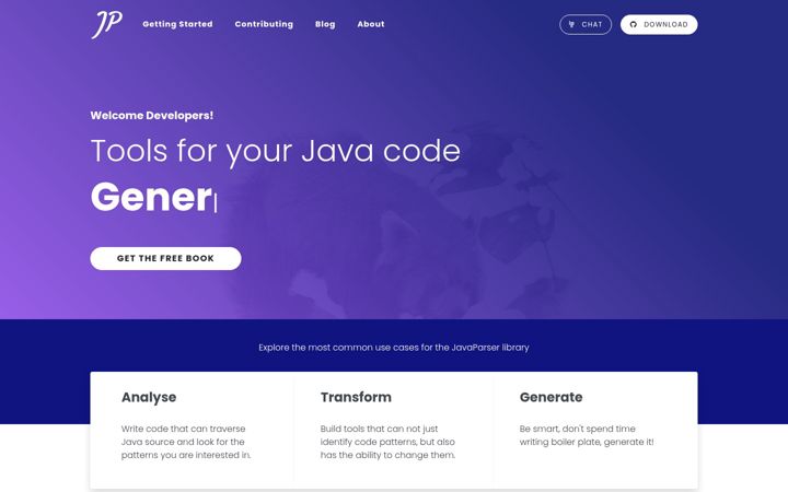 Screenshot of javaparser.org