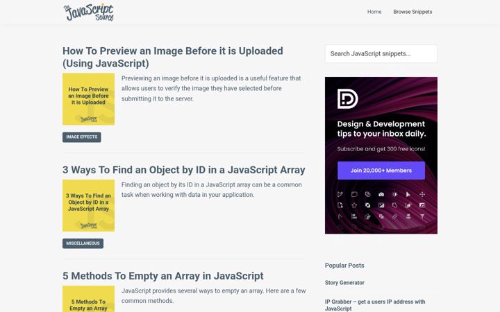 Екранна снимка на javascriptsource.com
