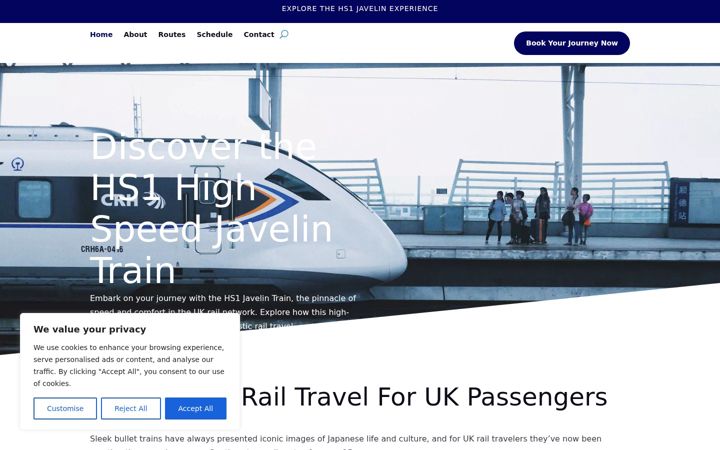 Screenshot of javelintrain.co.uk