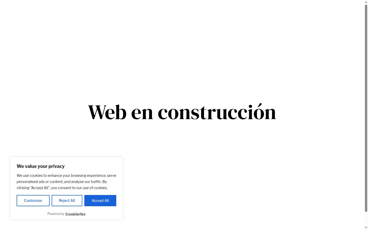 Captura de pantalla del banner de consentimiento mostrado antes de cualquier interacción