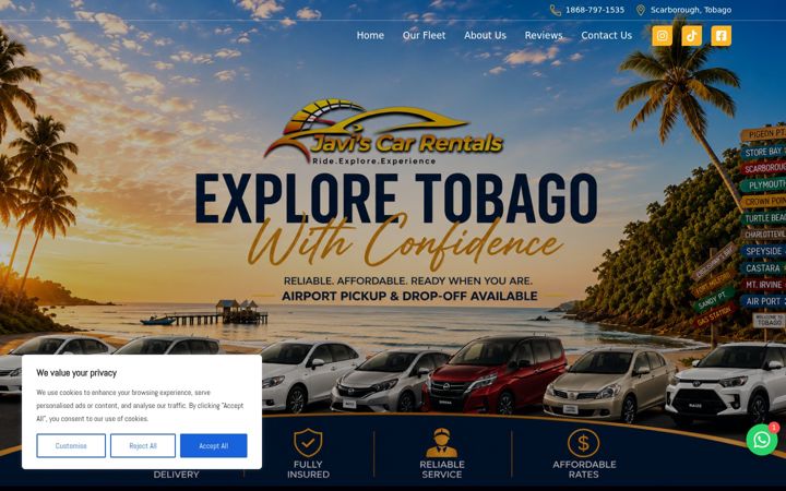 Screenshot of javiscarrentals.com