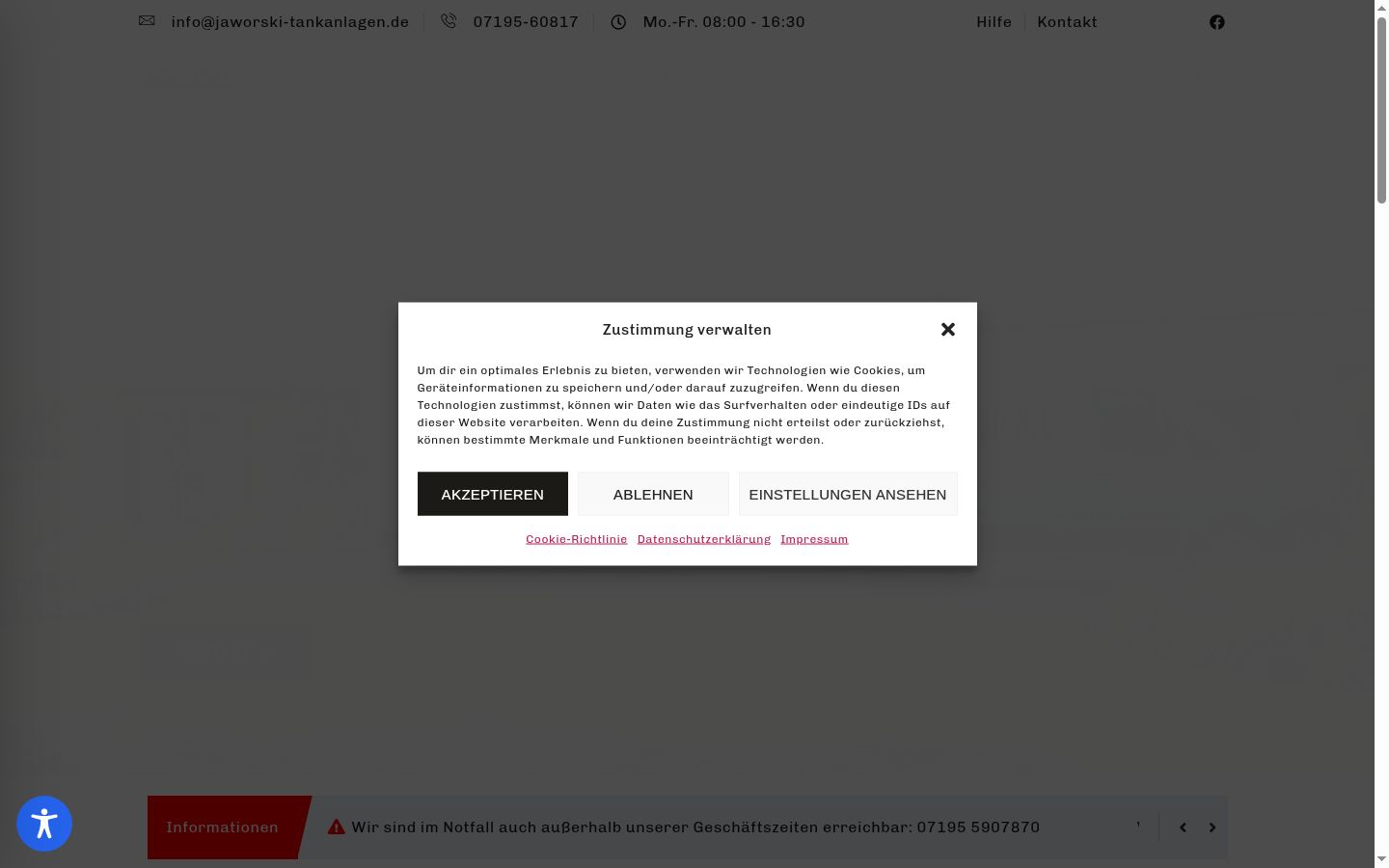 Screenshot of the consent banner shown before any interaction