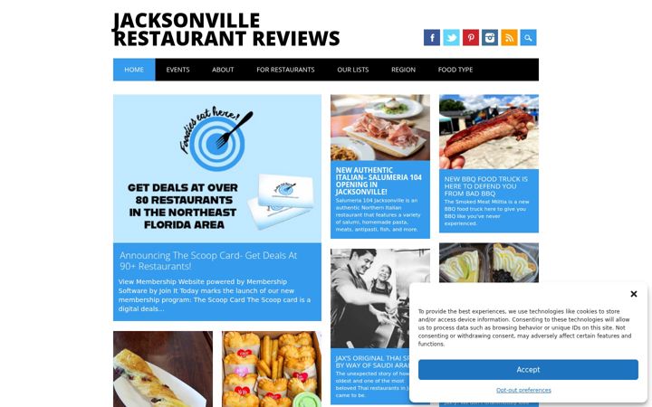 Screenshot of jaxrestaurantreviews.com