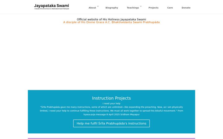 Screenshot of jayapatakaswami.com