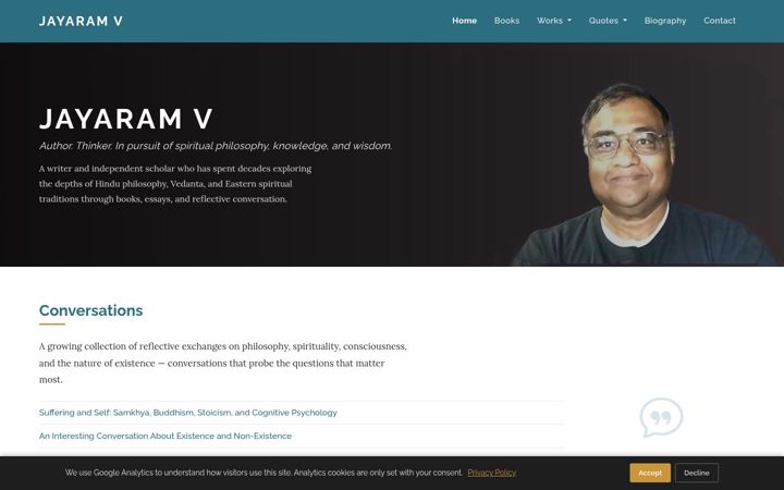 Screenshot of jayaramv.com