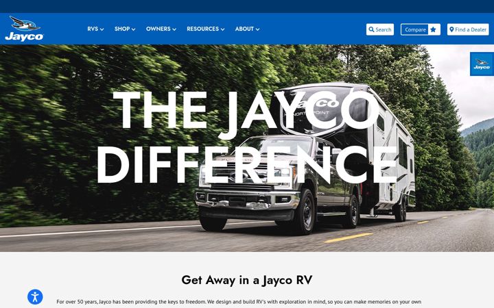Screenshot of jayco.com