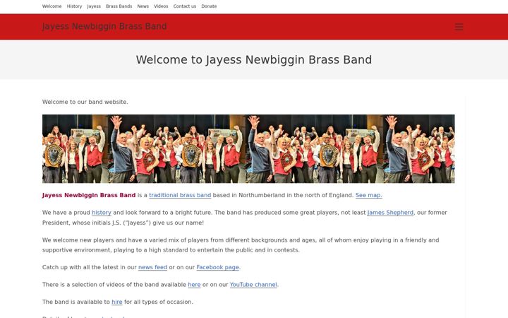 Screenshot of jayessnewbigginbrassband.org.uk