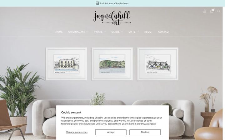 Screenshot of jaynecahill.com