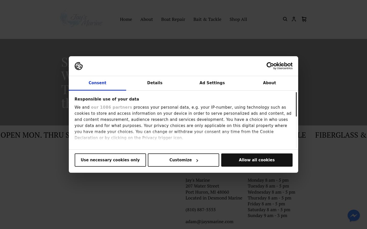 Screenshot del banner di consenso mostrato prima di qualsiasi interazione