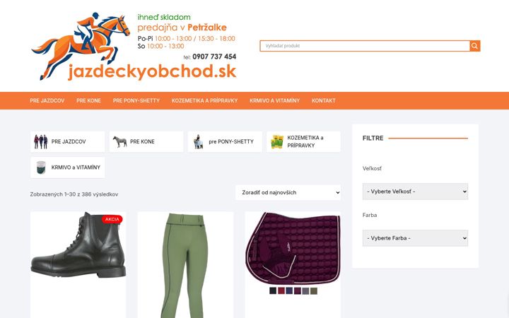 Screenshot of jazdeckyobchod.sk