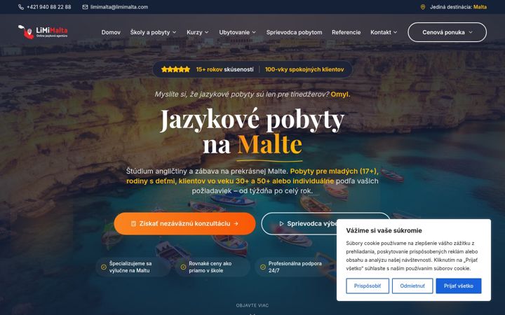 Screenshot of jazykovepobytymalta.sk