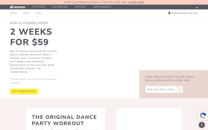 Screenshot of jazzercise.com