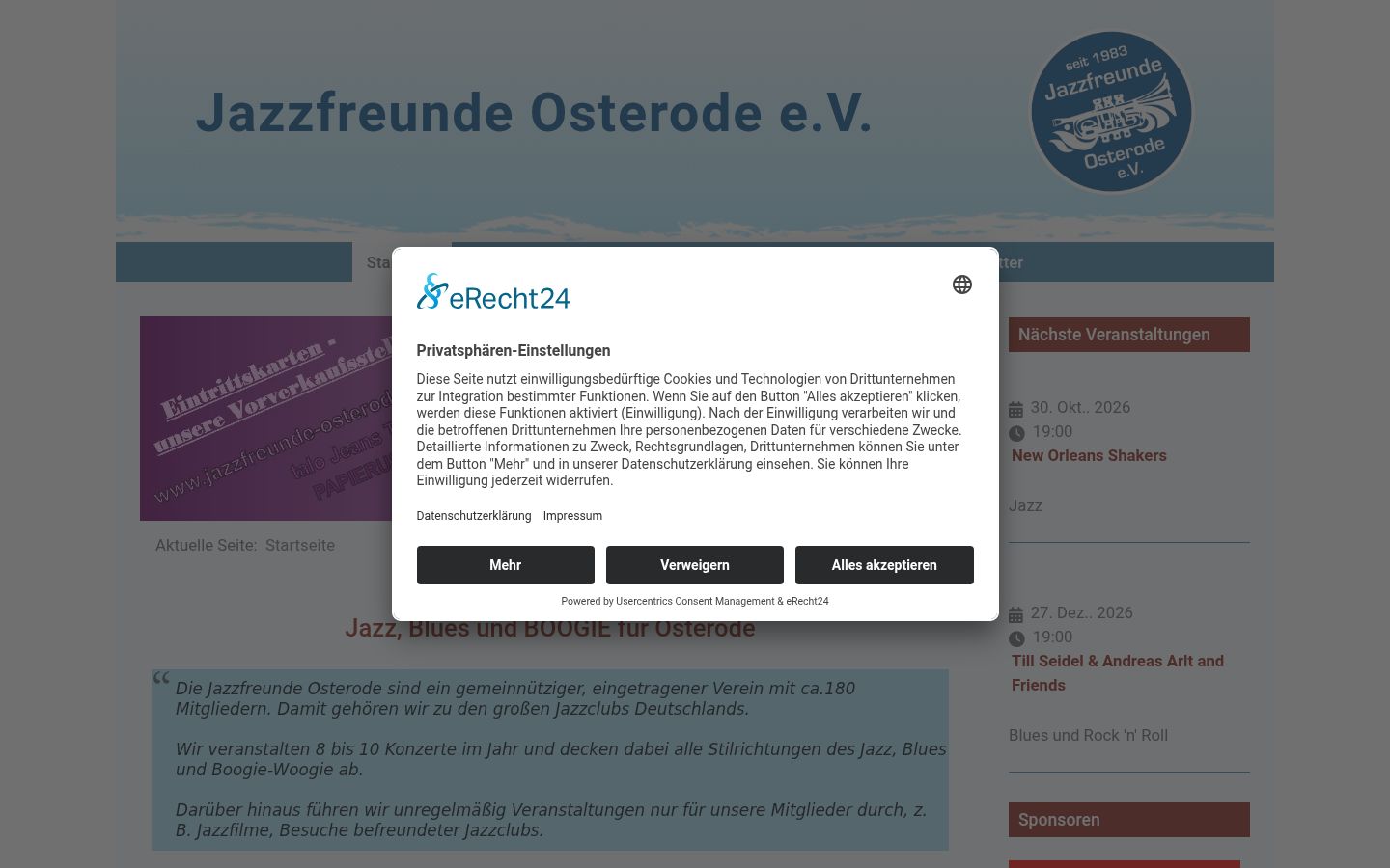 Screenshot del banner di consenso mostrato prima di qualsiasi interazione