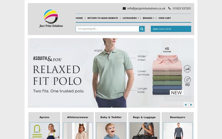 Screenshot of jazzprintsolutionsclothing.co.uk