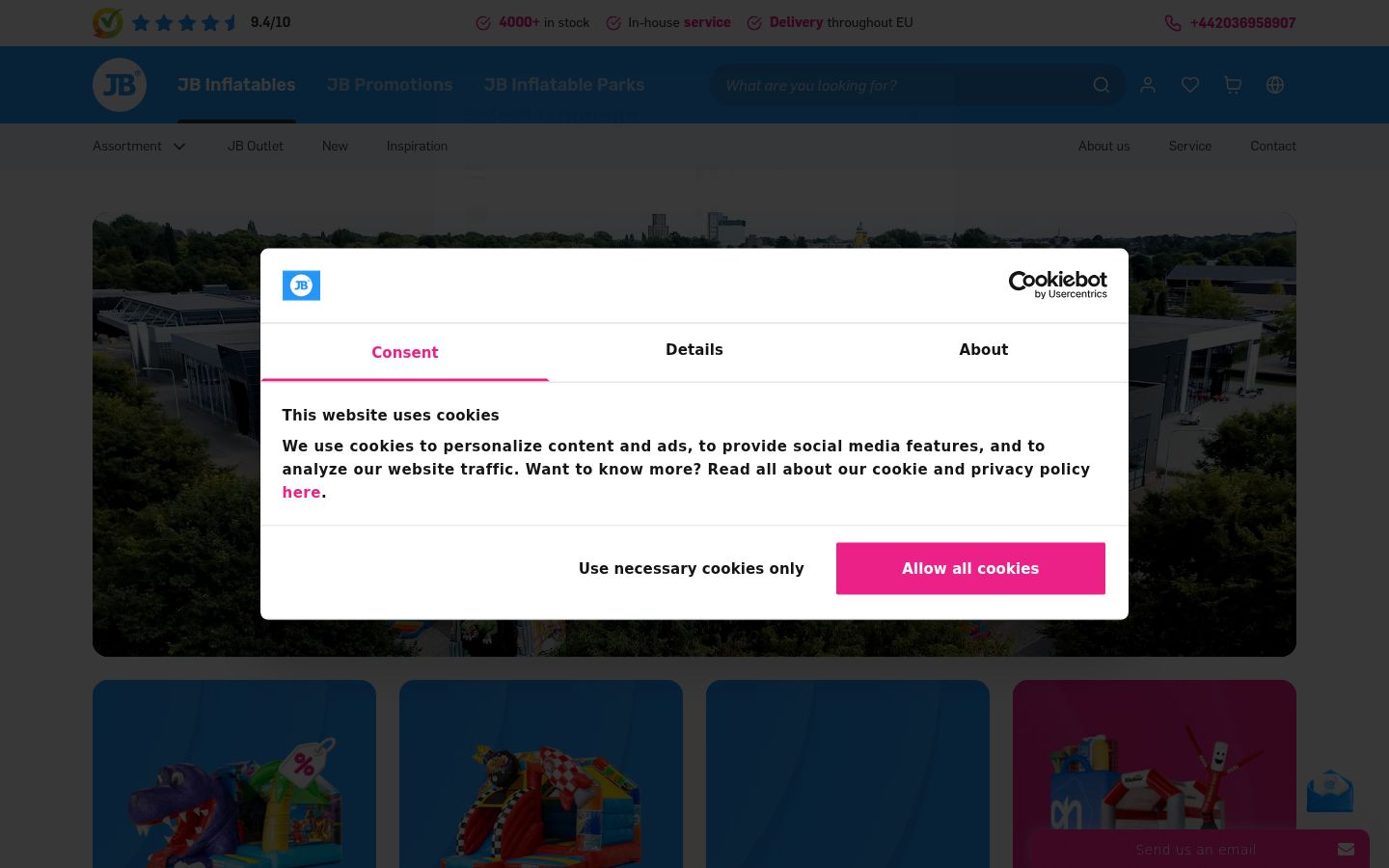 Screenshot del banner di consenso mostrato prima di qualsiasi interazione
