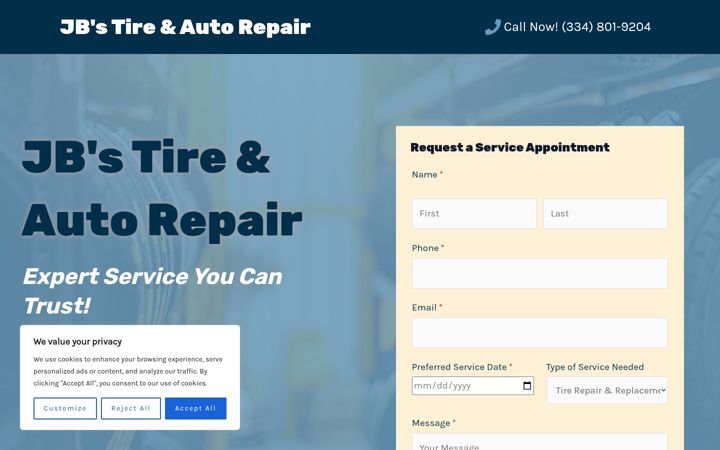 Screenshot of jb-tires.com