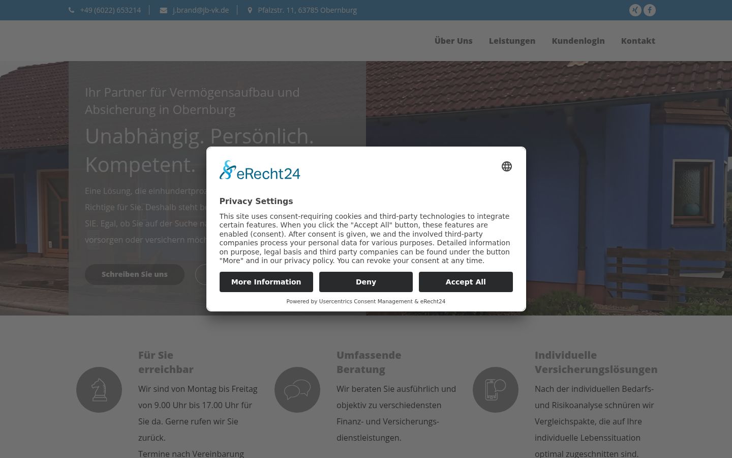 Screenshot of the consent banner shown before any interaction