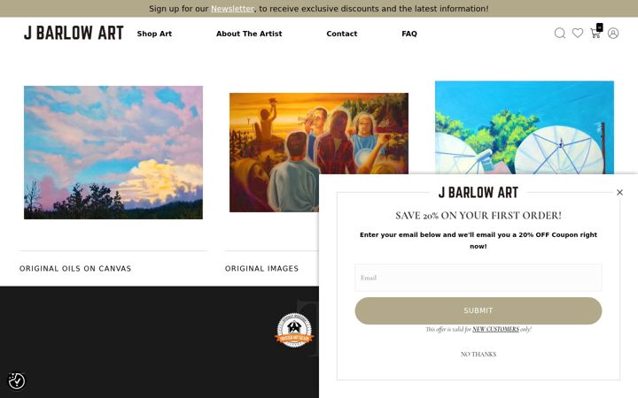 Screenshot of jbarlowart.com
