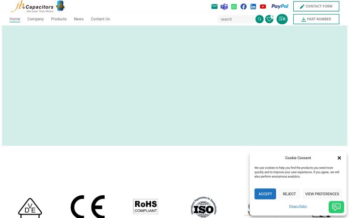 Screenshot of jbcapacitors.com