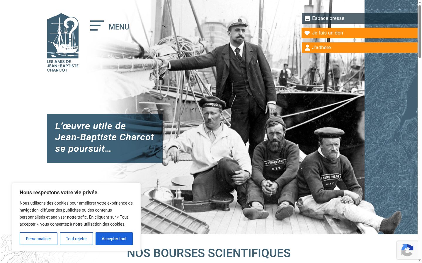 Capture d'écran de la bannière de consentement affichée avant toute interaction