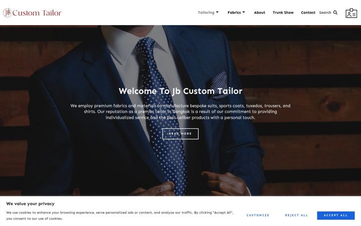 Screenshot of jbcustomtailor.com