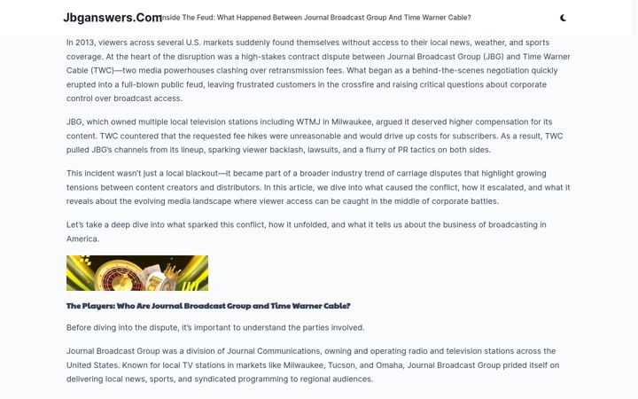 Screenshot of jbganswers.com