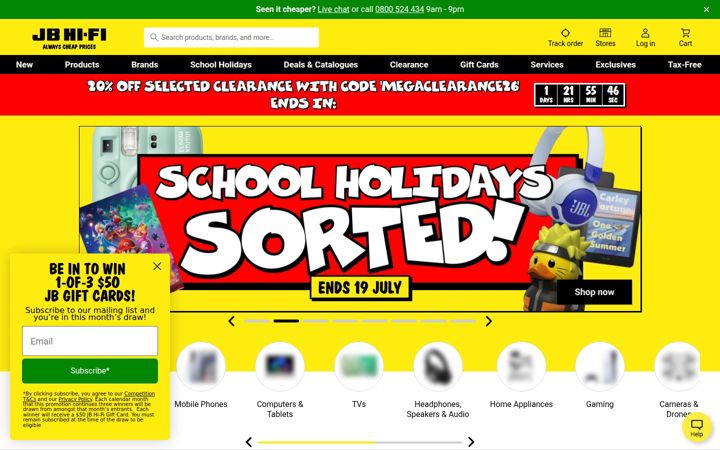 Screenshot of jbhifi.co.nz