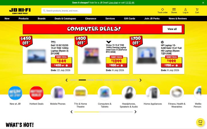 Kuvakaappaus sivustosta jbhifi.com.au