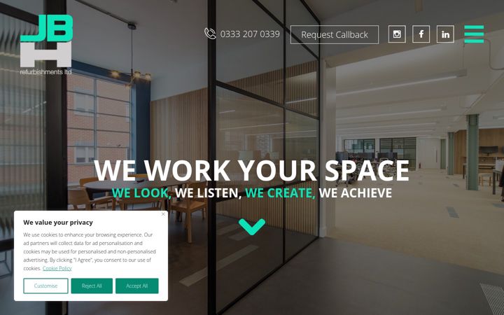Screenshot of jbhrefurbishments.co.uk