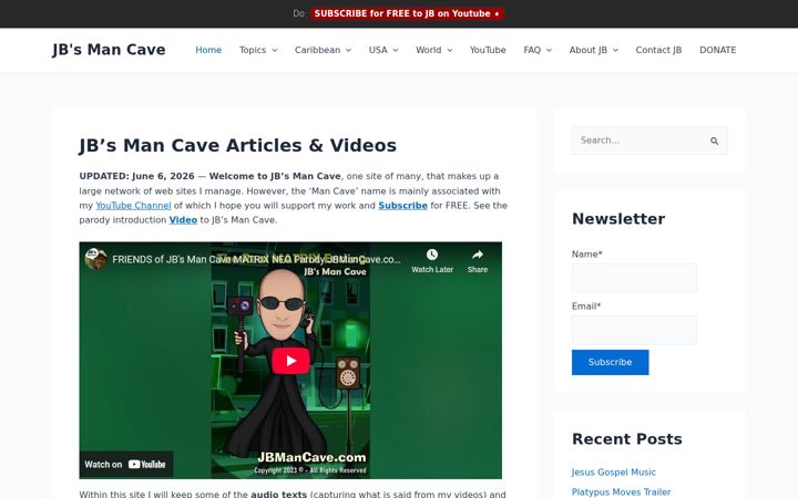 Screenshot of jbmancave.com