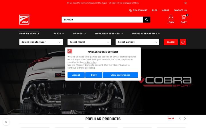 Screenshot of jbmperformance.co.uk