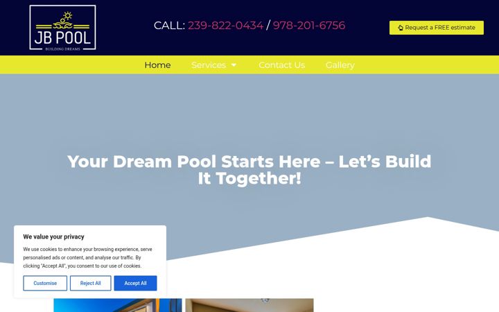 Screenshot of jbpoolconstruction.com