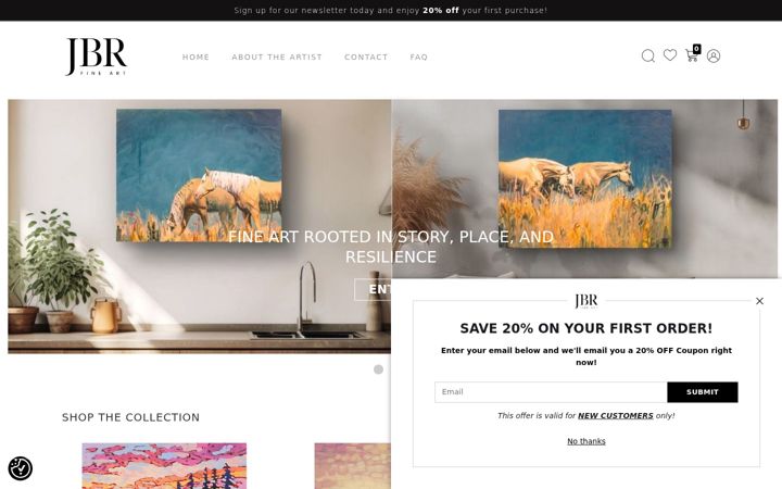 Screenshot of jbrfineart.com